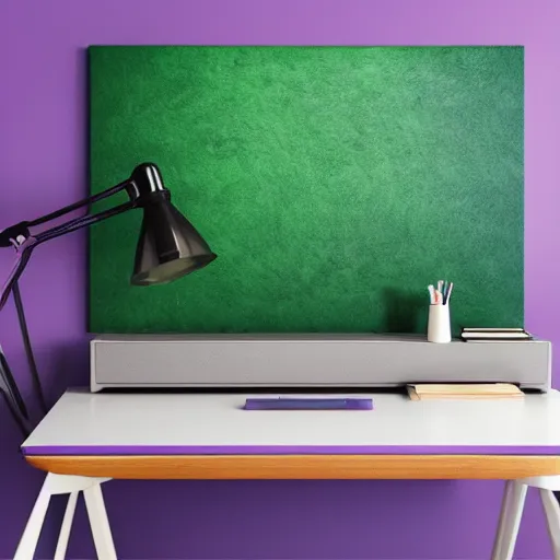 Image similar to realistic panting of a desk on a purple field