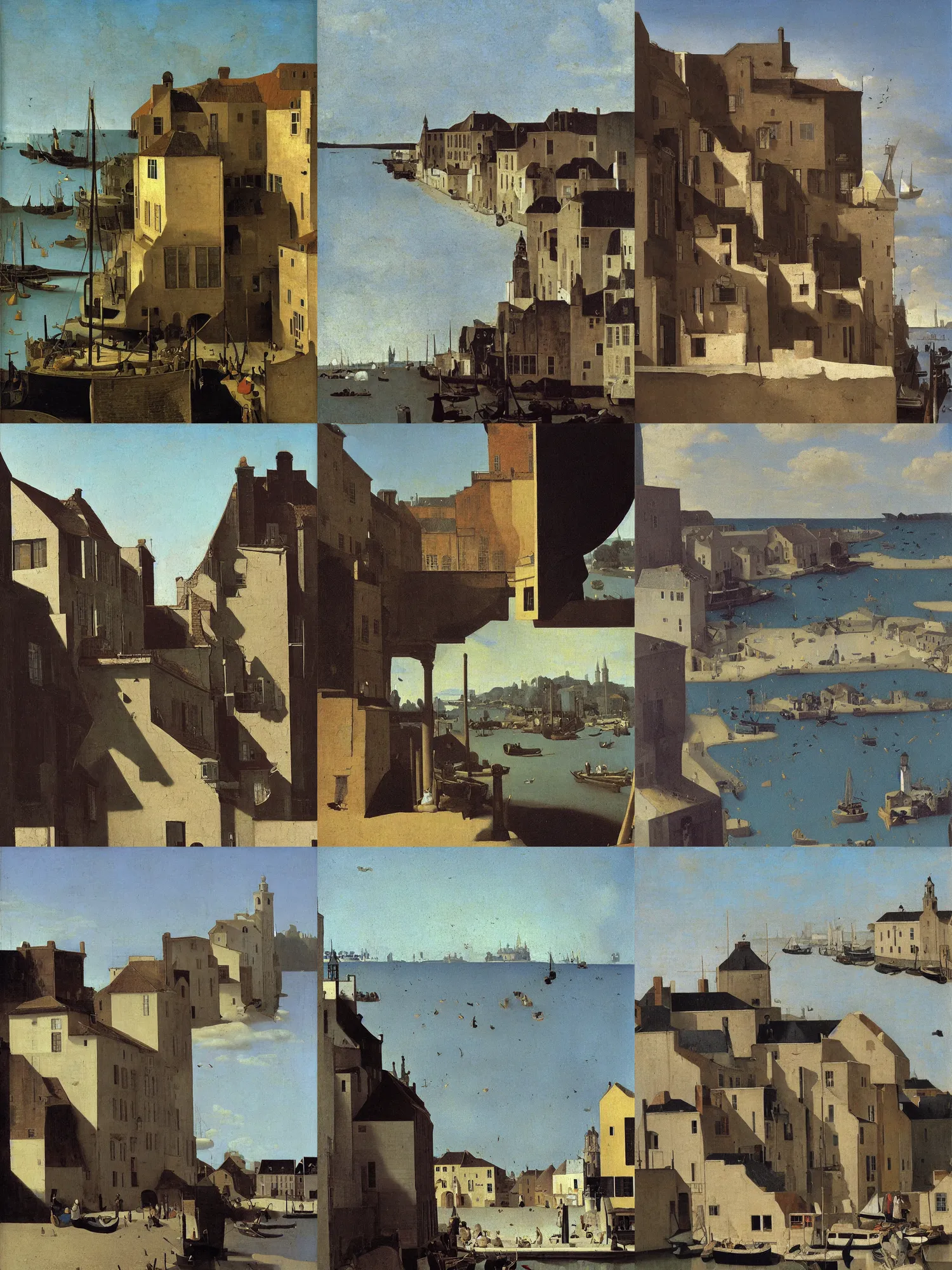 Prompt: “a coastal city, by Vermeer”