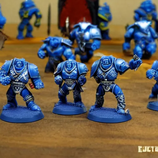 Image similar to Epic battle, Ultramarines vs space Orcs, 80s style