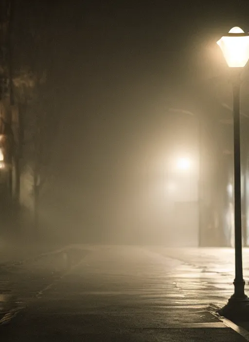 Image similar to a lonely duck under a street light, fog, still from a movie by bong joon - ho