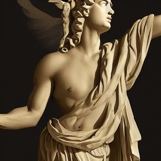 Image similar to AOC in the style of a greek statue