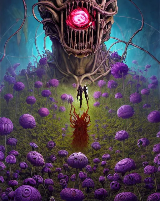 Image similar to the platonic ideal of flowers, rotting, insects and praying of cletus kasady carnage thanos davinci dementor wild hunt chtulu mandelbulb felix the cat doctor manhattan bioshock, caustic, ego death, decay, dmt, psilocybin, concept art by randy vargas and greg rutkowski and zdzisław beksinski