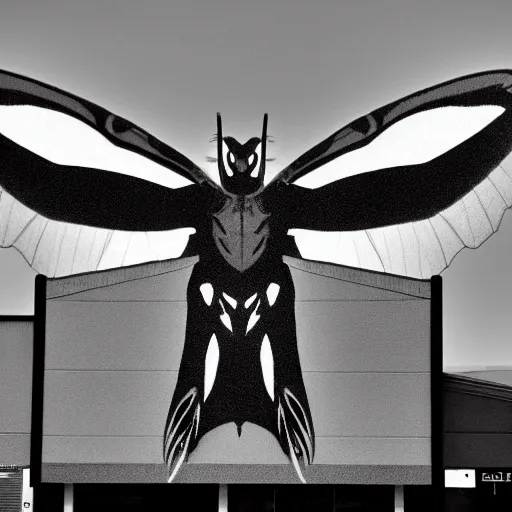 Image similar to 90s photo of mothman in a Walmart parking lot, blurry, XF IQ4, 150MP, 50mm, F1.4, ISO 200, 1/160s, Adobe Lightroom, photolab, Affinity Photo, PhotoDirector 365,