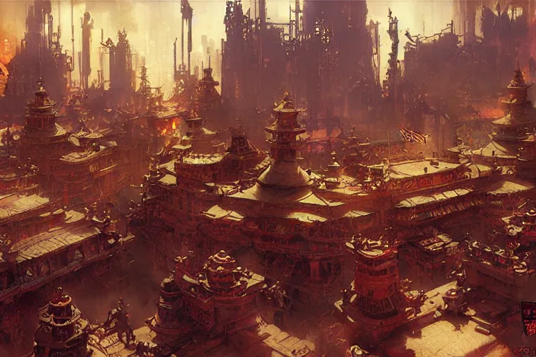 Image similar to wuxia, steampunk city, painting by gaston bussiere, craig mullins, j. c. leyendecker