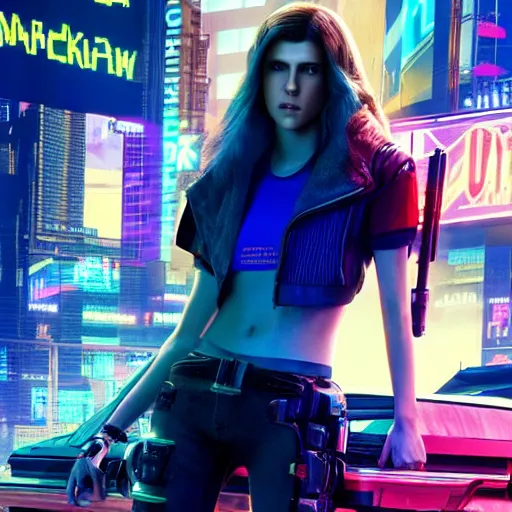 Prompt: anna kendrick in cyberpunk 2 0 7 7, unreal engine 5 4 k, hyperdetailed photorealism