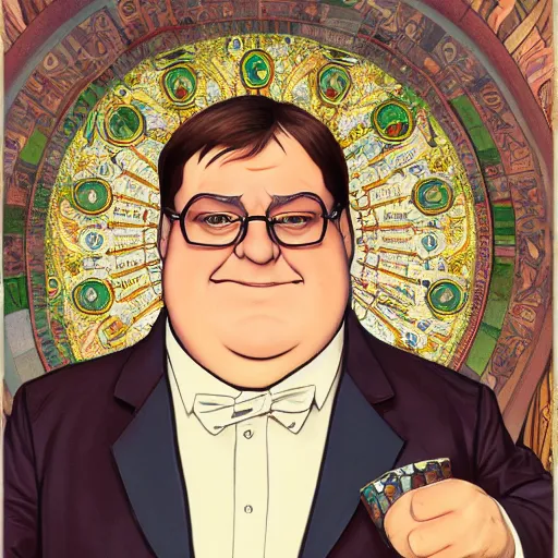 Image similar to full body portrait of Peter Griffin , very detailed eyes, hyperrealistic, beautiful and symmetrical face, very detailed painting by Claude Monet and Alphonse Mucha, ornate, trending on artstation, extremely high detail, incredibly intricate