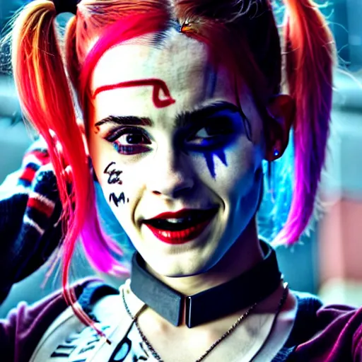 Image similar to emma watson as harley quinn from suicide squad