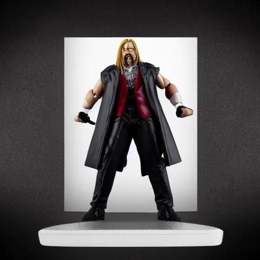Image similar to Full body shot of a Triple H vinyl figure as a villain, white background, 3d, high quality, depth of field, high contrast, 8k, concept art, smooth, sharp focus, highly detailed, wrestling, WWE