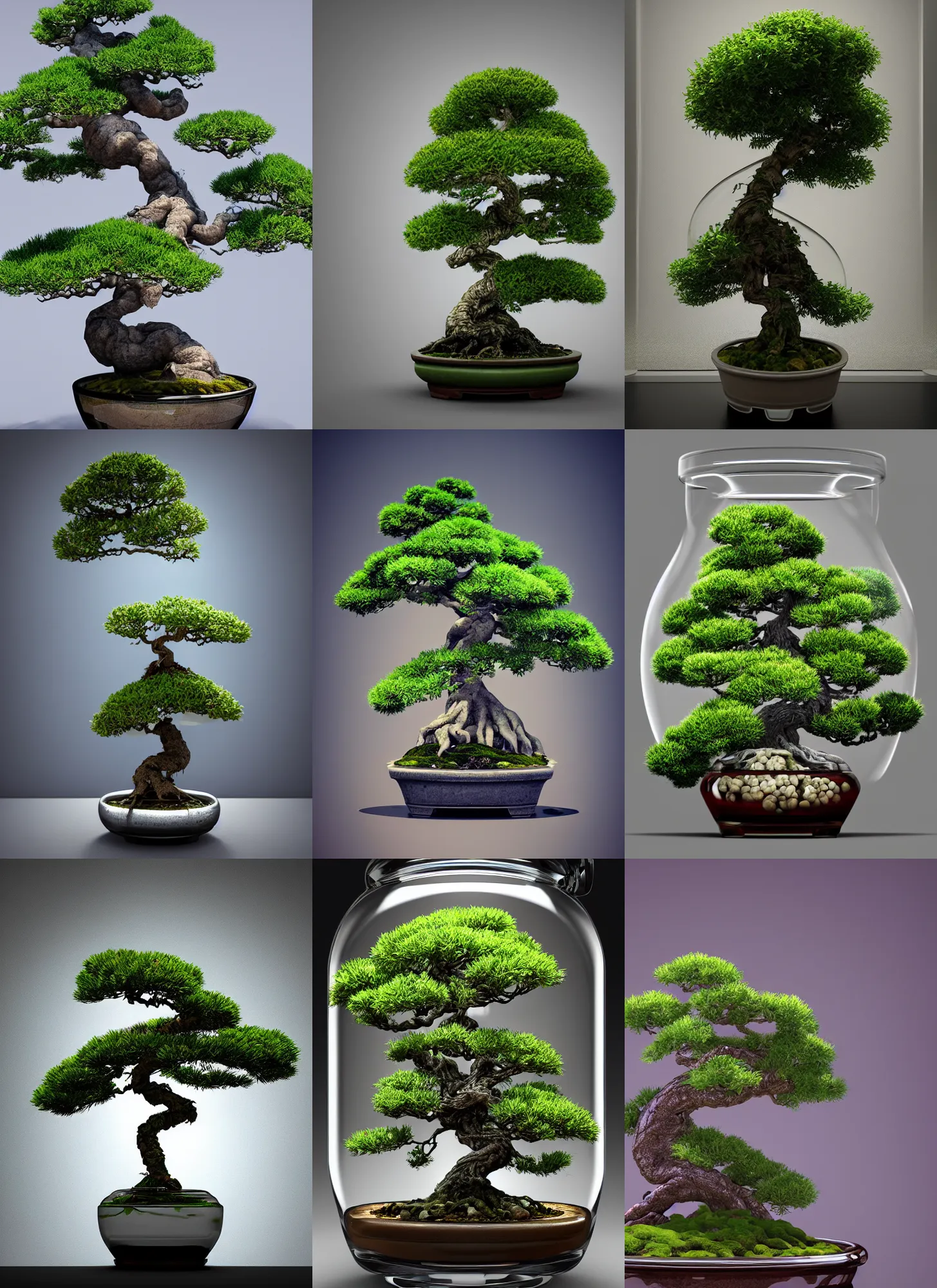 Prompt: bonsai tree inside a glass jar, intricate detail, volumetric lighting, epic composition, hyper detailed, ultra realistic, sharp focus, octane render, volumetric, ray tracing, artstation trending, cgsociety, sense of awe, 4 k