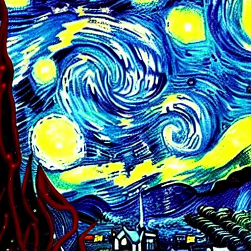 Image similar to interstellar, a black hole in space by vincent van gogh