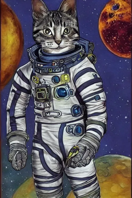 Image similar to a cat in a space suit, highly-detailed