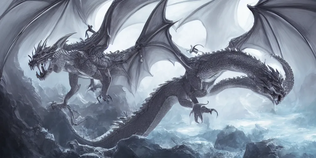 Prompt: dragon fantasy book cover illustration, white theme, highly detailed, digital painting, trending on artstation, concept art, illustration, art by gonzalo kenny and laurel d austin