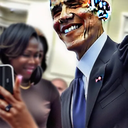 Image similar to Selfie photograph of Barack Obama, 8k,