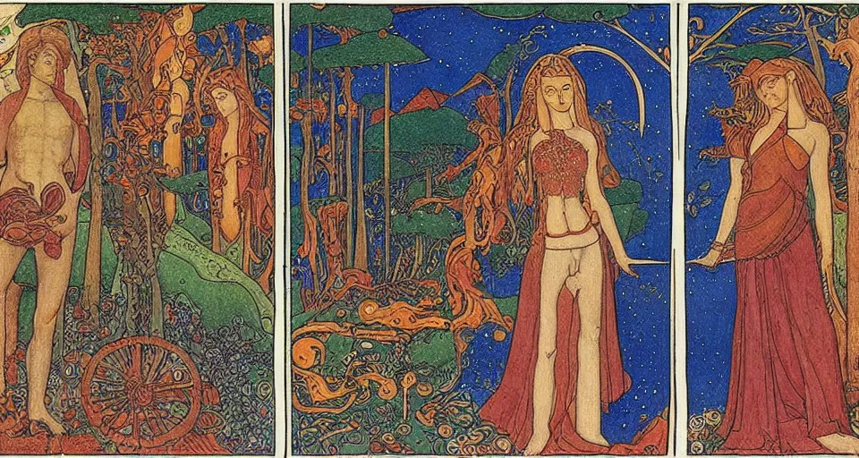 Image similar to the two complementary forces that make up all aspects and phenomena of life, by Ivan Bilibin,