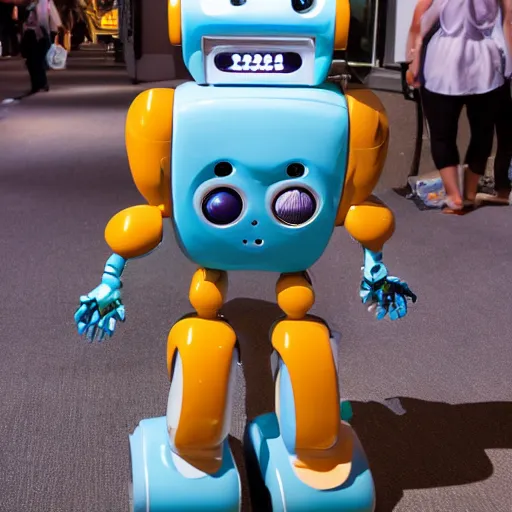 Image similar to LAS VEGAS, NV JUNE 7 2024: One of the friendliest cutest happiest self-aware robots to emerge from the future-technology-portal.