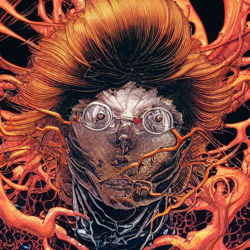 Image similar to closeup of exploding head, by yoichi hatakenaka, masamune shirow, josan gonzales and dan mumford, ayami kojima, takato yamamoto, barclay shaw, karol bak