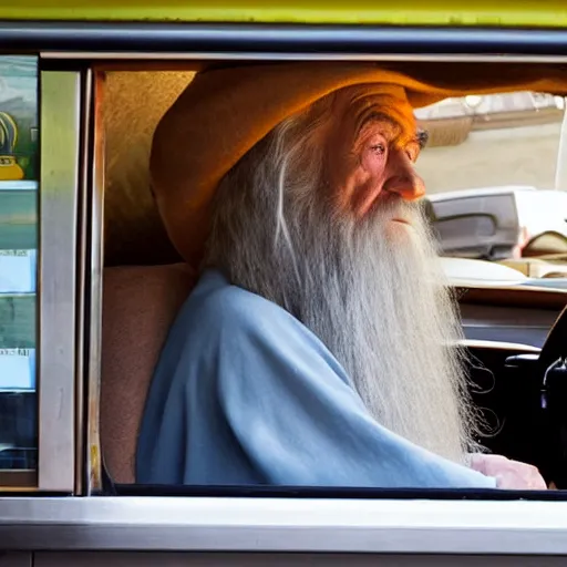 Image similar to gandalf in the drive thru at wendy's working on the weekend by norman rockwell 8 k