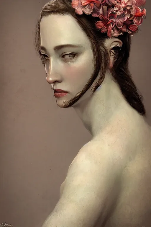 Image similar to hyper-detailed 3d render like an Oil painting, Female portrait art by Ray Caesar, trending on artstation, artstationHD, artstationHQ, 4k, 8k, octane render