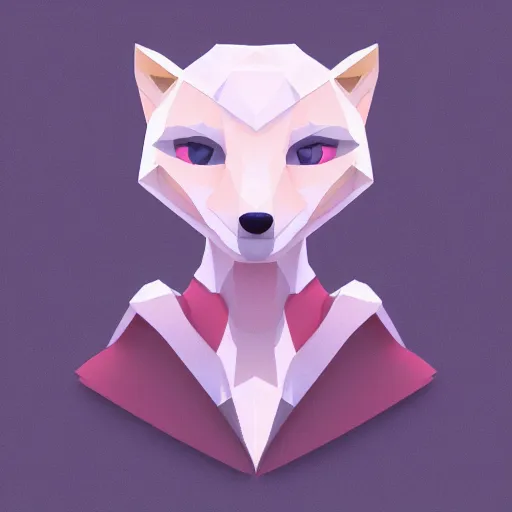 Prompt: aesthetic albino fox fursona portrait, commission of a anthropomorphic lion on fire, fursona wearing stylish clothes, winter armosphere, pastel simple art, low poly