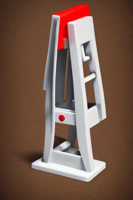 Image similar to a guillotine made by fisher - price, fisherprice guillotine, plastic toy guillotine, high detail product photo, trending on artstation, 8 k