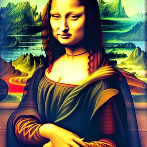 Prompt: a photo of angelina jolie as mona lisa