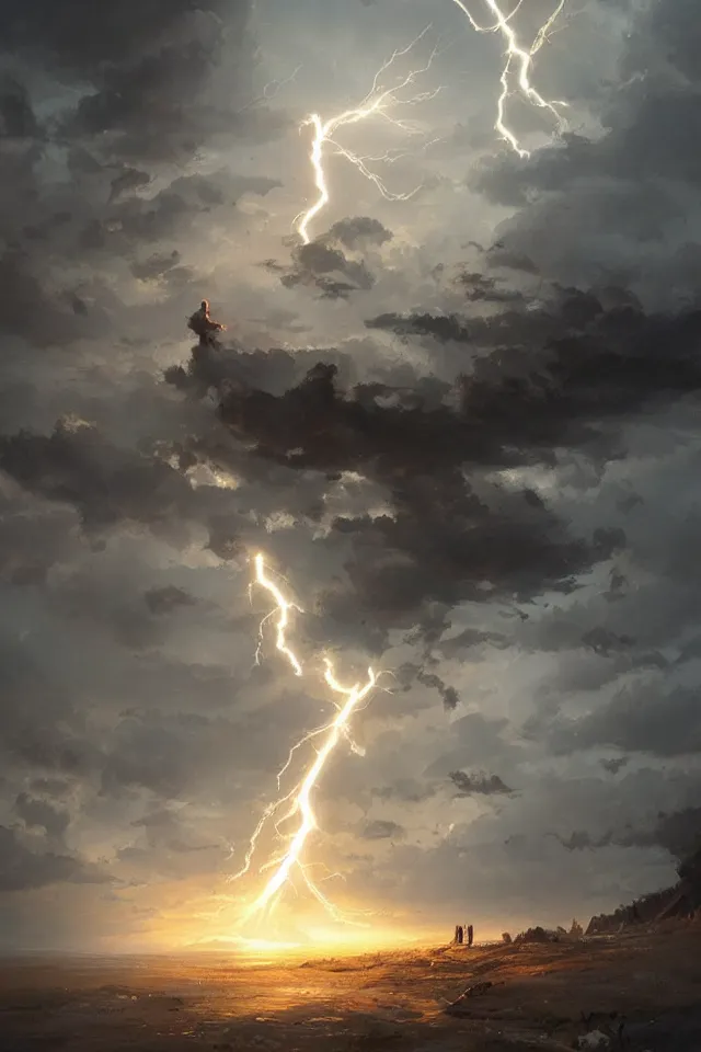 Image similar to the god of lightning by Greg rutkowski