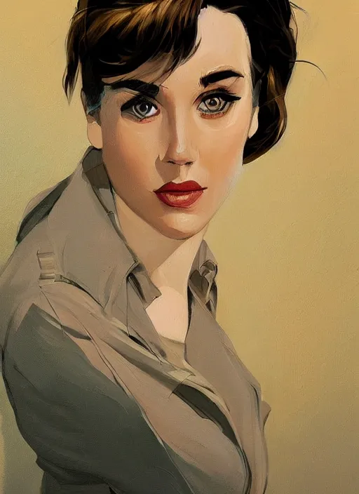 Image similar to detailed artwork by phil noto ; stylized painting of young jennifer connelly from the rocketeer ; brush texture ; asymmetric composition ; paint texture ; trending on artstation ; gallery painting by phil noto in the comic book style of phil noto