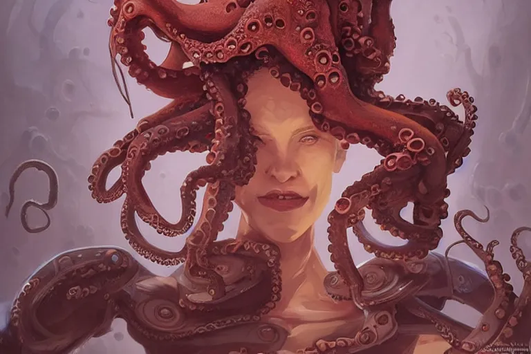 Image similar to portrait of a wife with octopus suction cups by by jesper ejsing, rending on cgsociety, retrofuturism, reimagined by industrial light and magic, darksynth, sci - fi