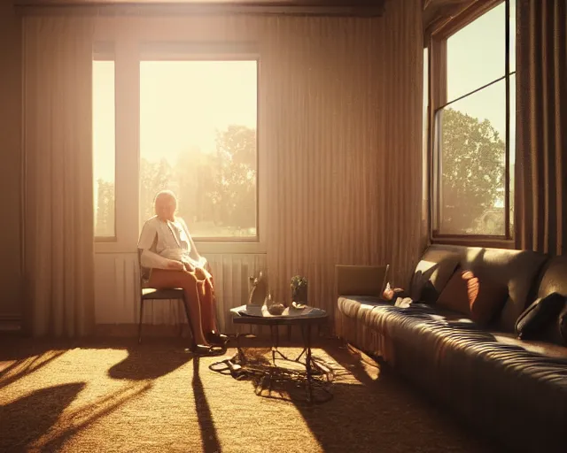 Prompt: vintage magazine photograph of an old pickup player in a mid century living room, golden hour, late afternoon sun, rays of light coming through the window, ultra realistic, ultra detailed, masterpiece, 8 k octane render, ambient diffusion, subsurface scattering, trending on artstation, cgstudio