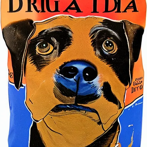 Image similar to bag of purina dog food painted by salvador dali