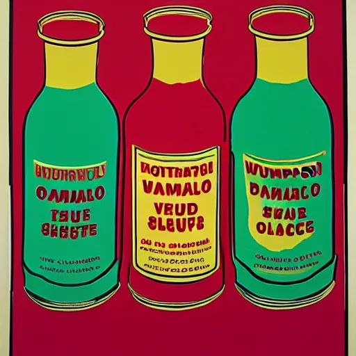 Image similar to hot sauce bottle by Andy Warhol