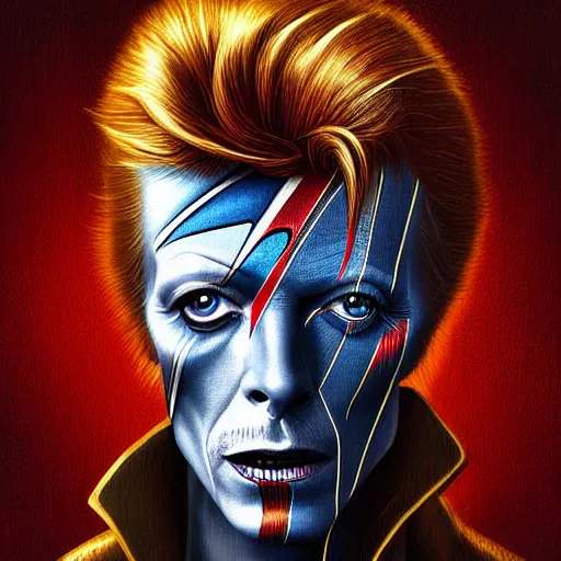 Image similar to digital painting of david bowie by filipe pagliuso and justin gerard, symmetric, fantasy, highly, detailed, realistic, intricate