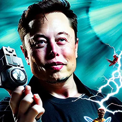 Prompt: elon musk holding the power of grayskull, 8 k uhd