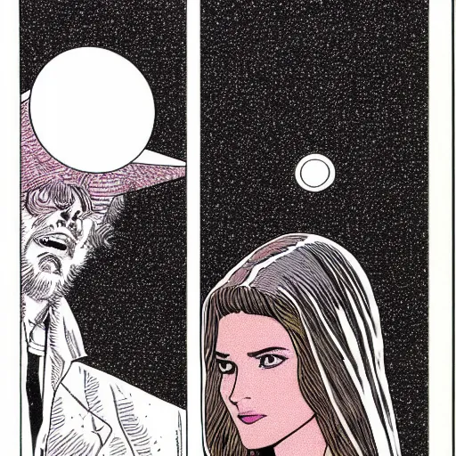 Image similar to winona ryder retro minimalist portrait moebius starwatcher comic by jean giraud, 8 k