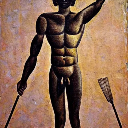 Prompt: The God of beating,Graceful body,Symmetrical,Greek painting