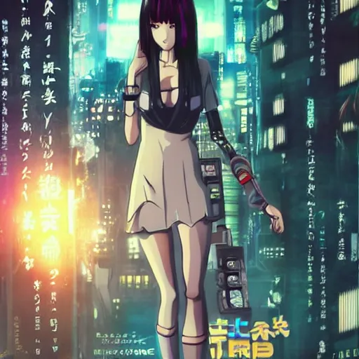Image similar to an anime cute girl in blade runner 2047