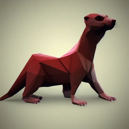 Prompt: weasel, low poly, artstation, neon