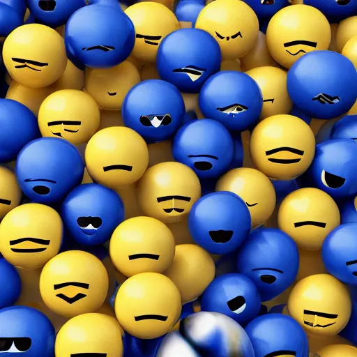 Prompt: mega emoji blue white gray yellow 4 k octane render, detailed