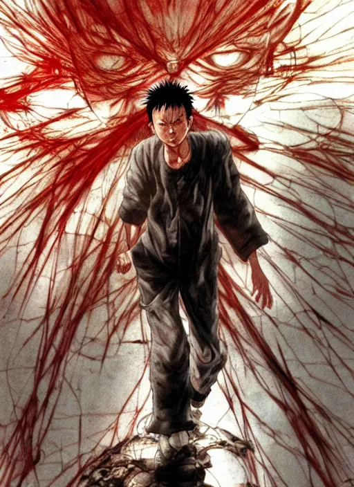 Prompt: Hyperrealistic photograph of Tetsuo from the manga Akira, hyper detailled, sharp focus, 4k