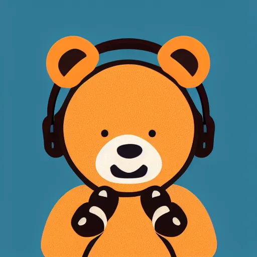 Image similar to podcast vector logo of cute cuddly bear listening to music, podcast, microphone, melodic, dreamy, isometric, adorable, octane render, golden ratio, 4k UHD, iconic design