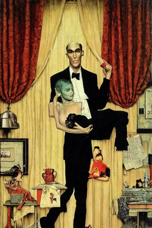 Image similar to lurch from the addams family painted by norman rockwell