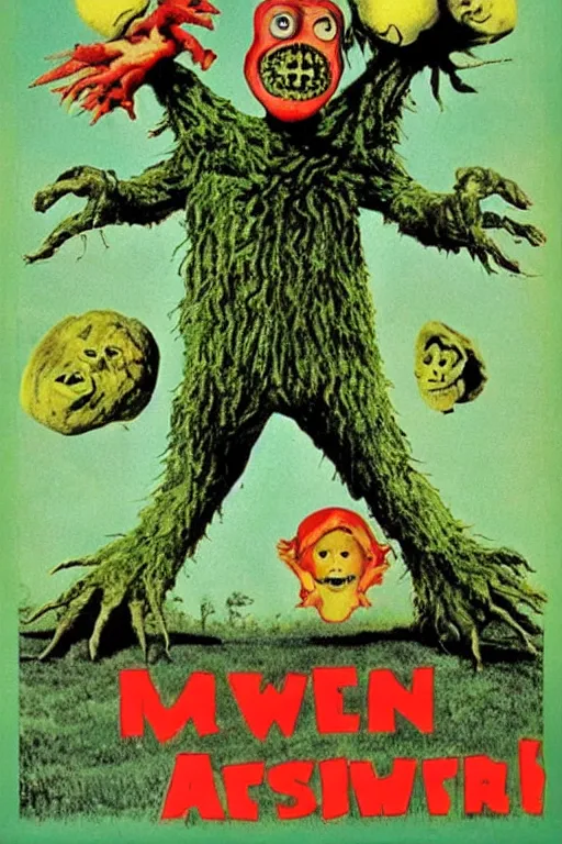 Image similar to lawn monster vintage kids horror movie poster