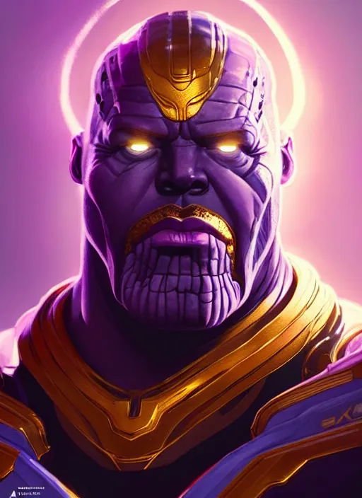 Image similar to portrait of apex legends thanos, intricate, elegant, glowing lights, highly detailed, digital painting, artstation, glamor pose, concept art, smooth, sharp focus, illustration, art by artgerm and greg rutkowski, artey freytag