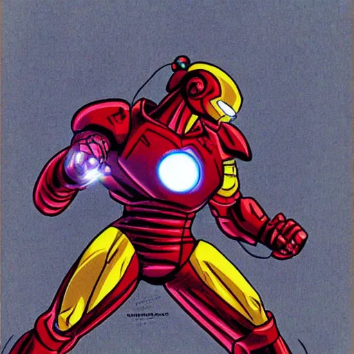 Image similar to iron man drawn by akira toriyama in dragon ball z style