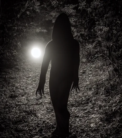 Image similar to demon creature, professional photography, high resolution, liminal eerie midnight backlit, a photograph taken by holloywood studios