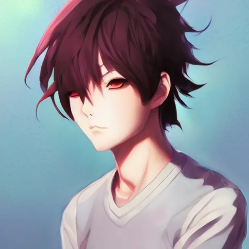 Image similar to anime portrait of MigMig as an anime boy by Stanley Artgerm Lau, WLOP, Rossdraws, James Jean, Andrei Riabovitchev, Marc Simonetti, and Sakimichan, trending on artstation