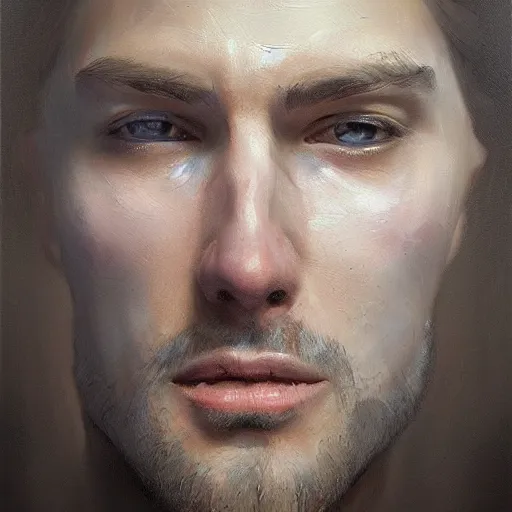 Prompt: emotionally cold man, concept art oil painting, portrait ethereal by jama jurabaev, extremely detailed, brush hard, medium, artstation