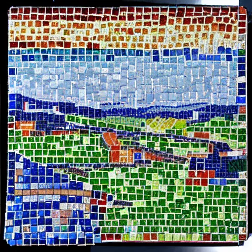 Prompt: grangemouth in tiny mosaic tiles by erin hanson