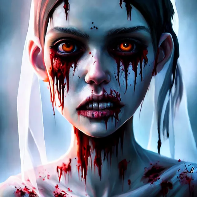 Image similar to epic professional digital art of 🧟‍♀️👰‍♀️🥰,best on artstation, cgsociety, wlop, Behance, pixiv, astonishing, impressive, outstanding, epic, cinematic, stunning, gorgeous, concept artwork, much detail, much wow, masterpiece.