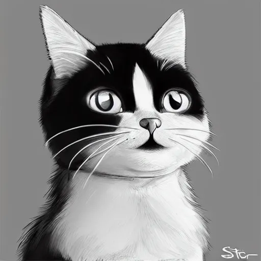 Image similar to Kawaii Cat in the style of stefan kostic, art by artgerm